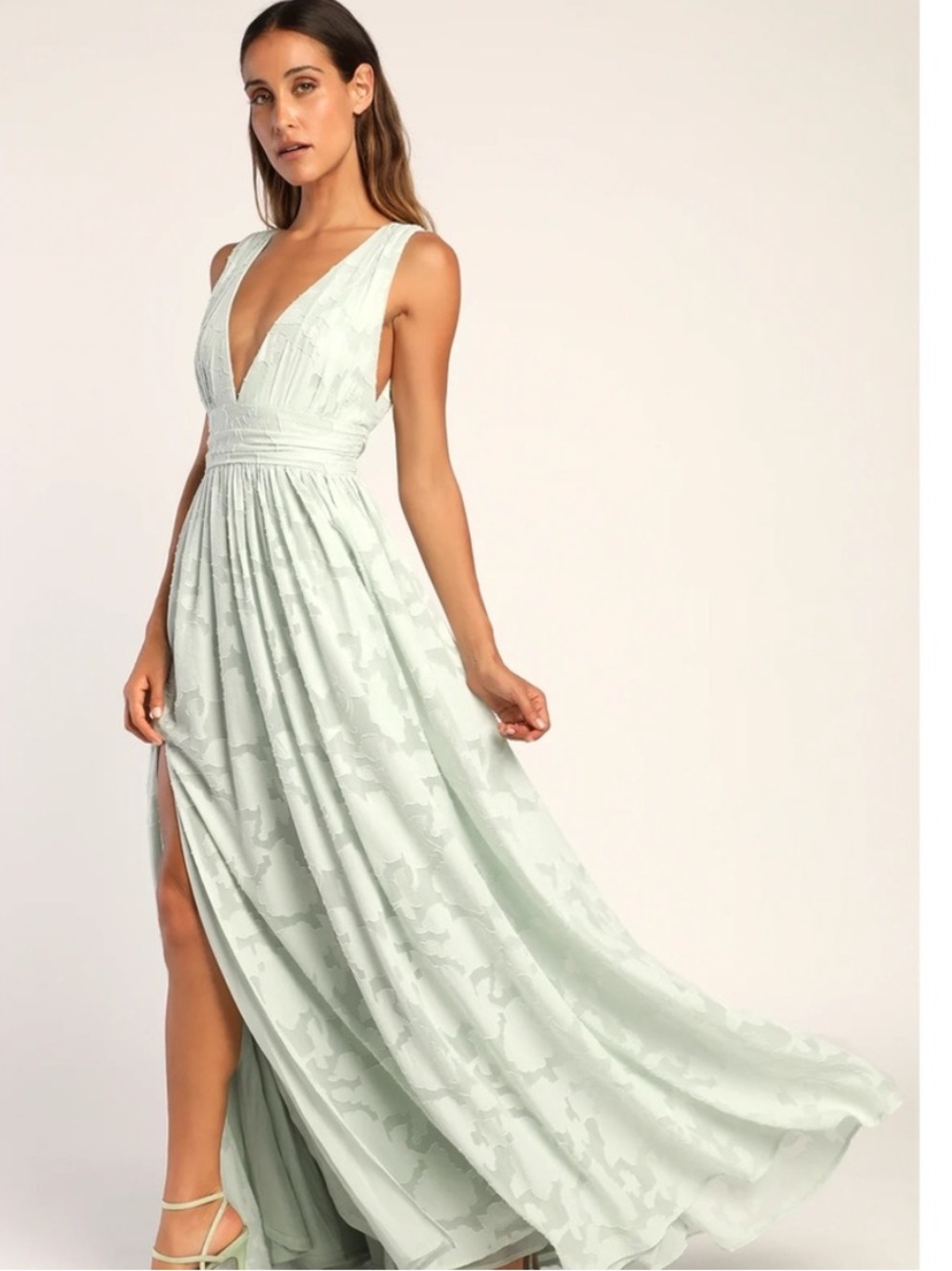 NWT LULUS Sweet Sophistication Sage Green Burnout Floral Maxi Dress - Picture 3 of 7